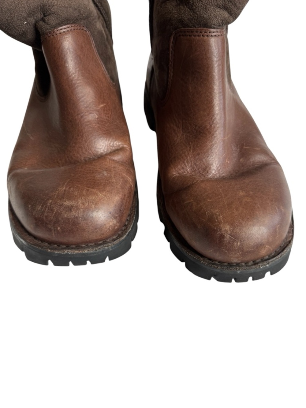 UGG Men's Brown Leather & Suede Insulated Short Boots - Picture 9 of 13